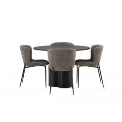 Olivia Rund Spisebordssæt - Beige og Sort