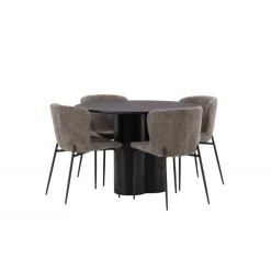 Olivia Rund Spisebordssæt - Beige og Sort