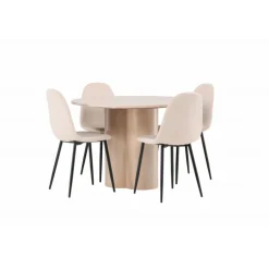 Olivia Rund Spisebordssæt - Beige og Hvid