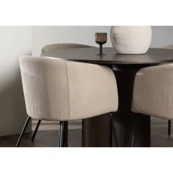 Olivia Rund Spisebordssæt - Beige og Mocca