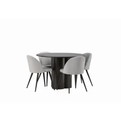 Olivia Rund Spisebordssæt - Grå og Mocca