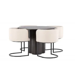 Olivia Rund Spisebordssæt - Beige og Mocca