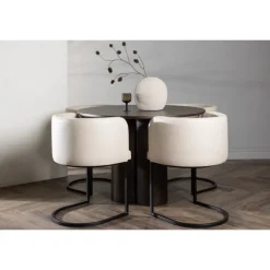 Olivia Rund Spisebordssæt - Beige og Mocca