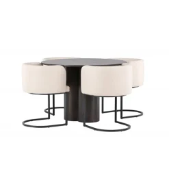 Olivia Rund Spisebordssæt - Beige og Mocca