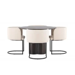 Olivia Rund Spisebordssæt - Beige og Mocca