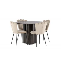 Olivia Rund Spisebordssæte - Beige og Mocca