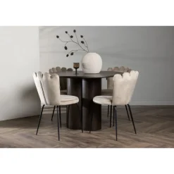 Olivia Rund Spisebordssæte - Beige og Mocca