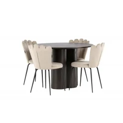 Olivia Rund Spisebordssæte - Beige og Mocca