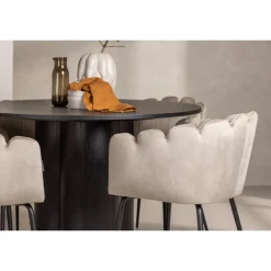 Olivia Rund Spisebordssæte - Beige og Sort