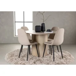 Olivia Spisebordssæt med Polar Stole - Beige og Hvid