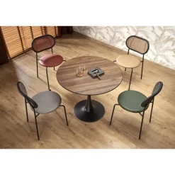 OLMO Rundt spisebord Ø90cm - Valnød/Sort