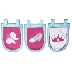 Opbevaringslommer til mellemhøjseng – prinsesse, lyserød (3 stk.)