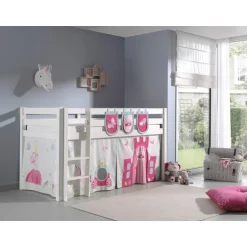 Opbevaringslommer til mellemhøjseng – prinsesse, lyserød (3 stk.)