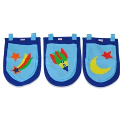 Opbevaringslommer til mellemhøj seng – Astro, blå (3 stk.)