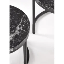 OREO sæt af to sofaborde - Sort marmor / Sort