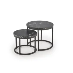 OREO sæt af to sofaborde - Sort marmor / Sort