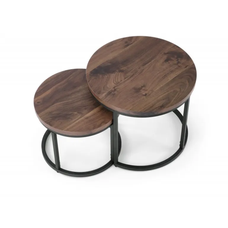 OREO sæt af to sofaborde, Valnød / Sort