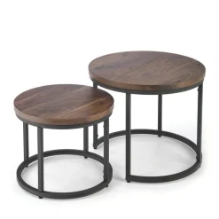 OREO sæt af to sofaborde, Valnød / Sort