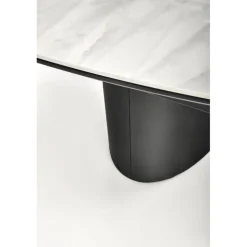 OSMAN Spisebord med udtræk, Hvid marmor / Sort