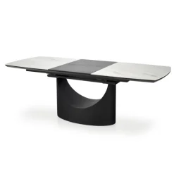 OSMAN Spisebord med udtræk, Hvid marmor / Sort