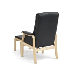 Otium lænestol i læder med skammel - Naturtræ