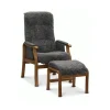 Oxford otium lænestol med skammel - Fåreskind Grafit med Mahogni stel