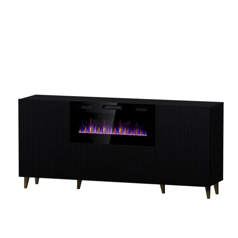 PAFOS EF TV bord 180 Sort/Sort med Sorte ben