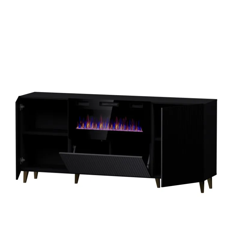 PAFOS EF TV bord 180 Sort/Sort med Sorte ben