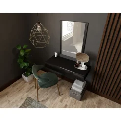 PAFOS sminkebord (ophængt) og spejl Sort/Sort