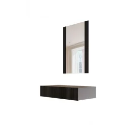 PAFOS sminkebord (ophængt) og spejl Sort/Sort