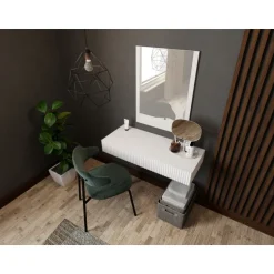 PAFOS Sminkebord (ophængt) og spejl Hvid/Hvid
