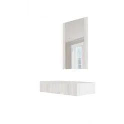 PAFOS Sminkebord (ophængt) og spejl Hvid/Hvid