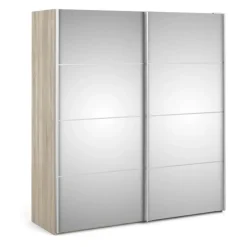 Palermo 182 cm - Skydedørsskab - 2 x spejlglas dør og egestruktur
