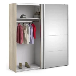 Palermo 182 cm - Skydedørsskab - 2 x spejlglas dør og egestruktur