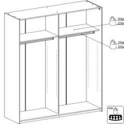 Palermo 182 cm - Skydedørsskab - 2 x spejlglas dør og egestruktur