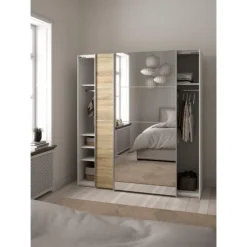 Palermo klædeskab 182 cm - Eg/Spejl