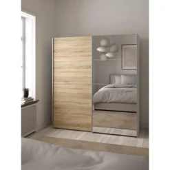 Palermo klædeskab 182 cm - Eg/Spejl