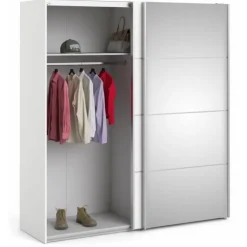 Palermo klædeskab 182 cm bred - Hvid/Spejl