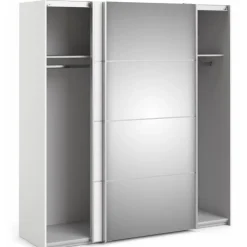 Palermo klædeskab 182 cm bred - Hvid/Spejl