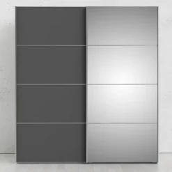 Palermo klædeskab 182 cm bred med spejl - Hvid/Grå