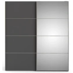 Palermo klædeskab 182 cm bred med spejl - Hvid/Grå