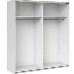 Palermo klædeskab 182 cm Hvid - med 2 x spejl skydedørslåger