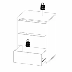 Palermo skuffeindsats m/3 skuffer hvid