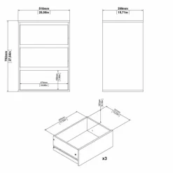 Palermo skuffeindsats m/3 skuffer hvid
