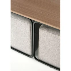 PAMPA sofabord 88x49cm med 2 x puffer - Valnød