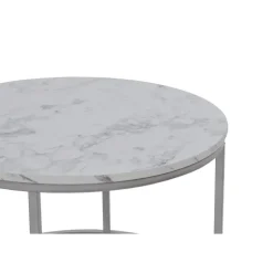 PAOLA Sofabordsæt - marmorlook/sølv