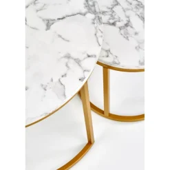 PAOLA Sofabordsæt marmor look / Guld