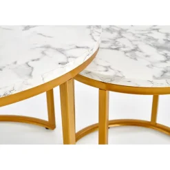 PAOLA Sofabordsæt marmor look / Guld