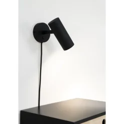 Paris Væglampe - Lampe i sort med stofledning på 190 cm Pære: GU10/5W LED IP20