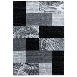 Parma Kortluvet tæppe Abstrakt Ternet - Sort